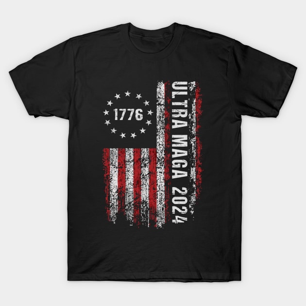 Ultra Maga 2024 God, Guns, and Trump Funny T-Shirt by TeeTypo